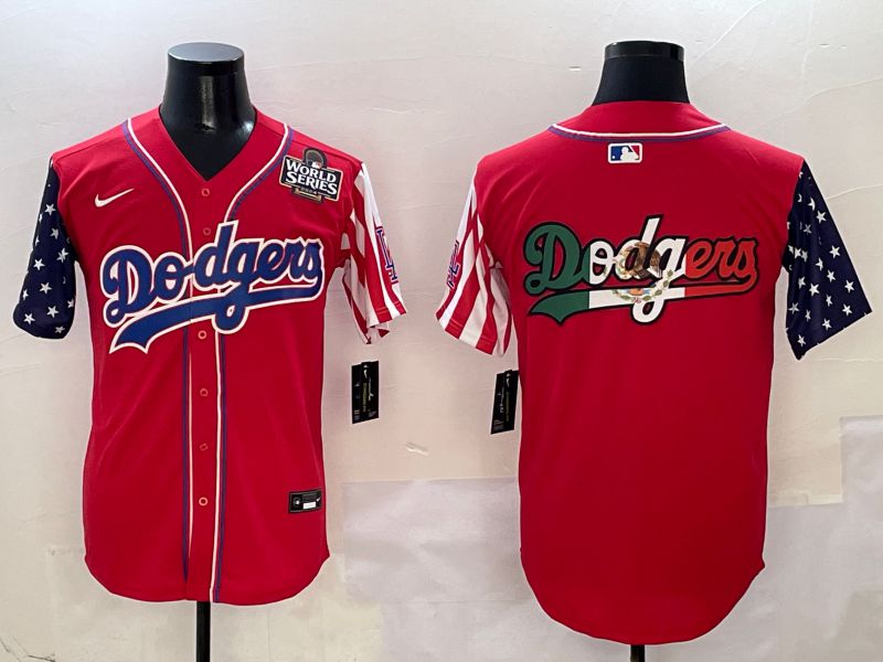Men Los Angeles Dodgers Blank Red a generation of national flags Joint name 2025 Nike MLB Jersey style 13->los angeles dodgers->MLB Jersey